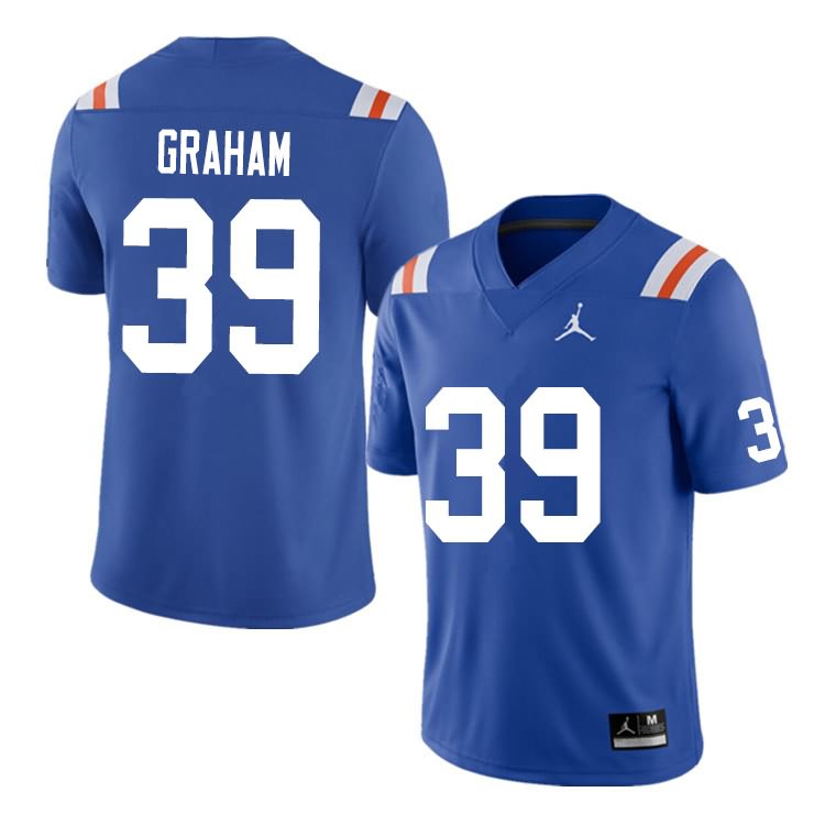 Men's NCAA Florida Gators Fenley Graham #39 Stitched Authentic Nike Blue Throwback College Football Jersey RVK3265OJ